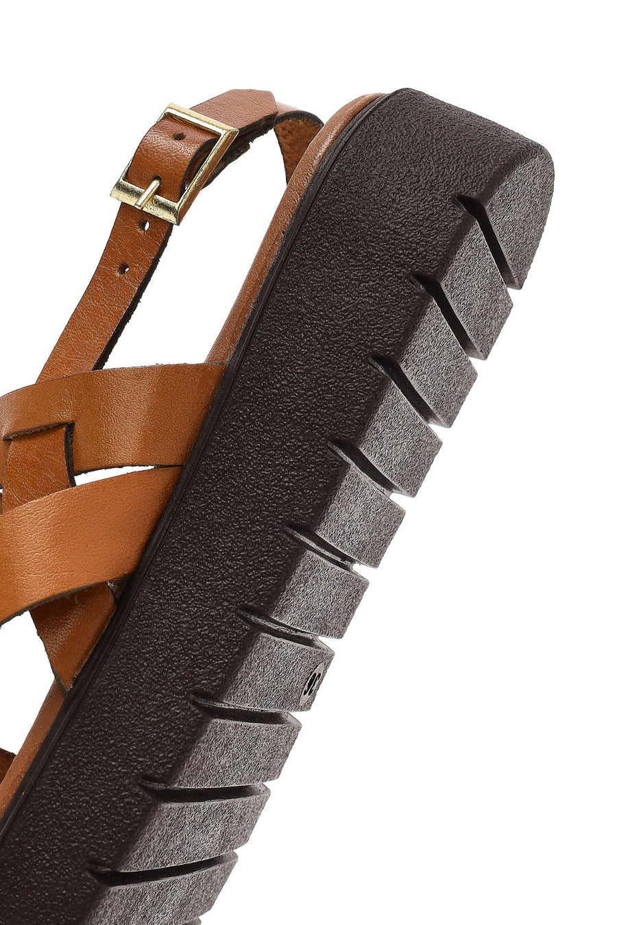 Women's Tan Thick Soled Leather Bodrum Sandals