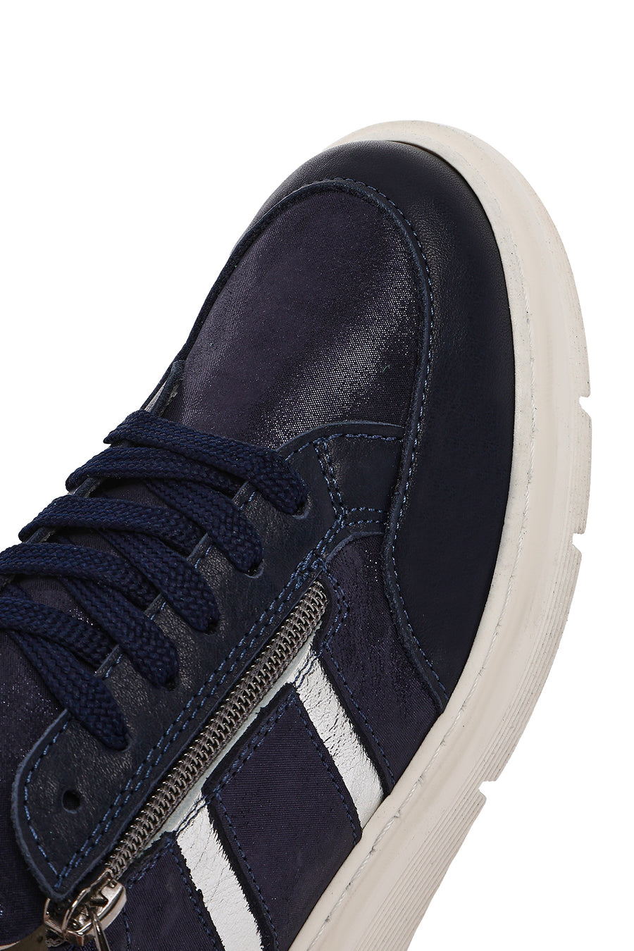 Kadın Lacivert Bağcıklı Kalın Tabanlı Deri Casual Ayakkabı