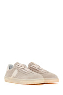 Woman Beige Lace-Up Suede Leather Sneakers | Derimod