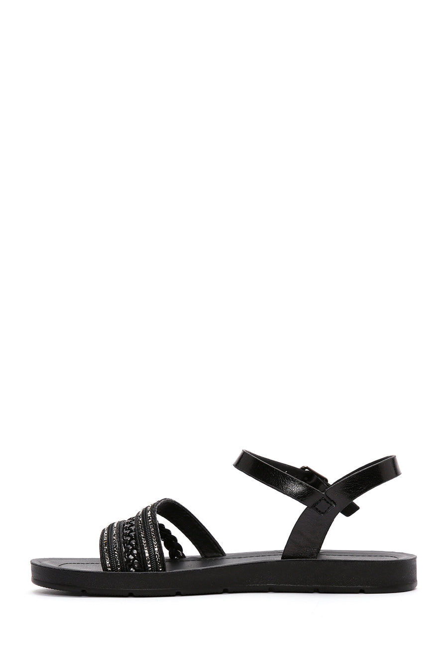 Women's Black Ankle Strap Comfort Sandals