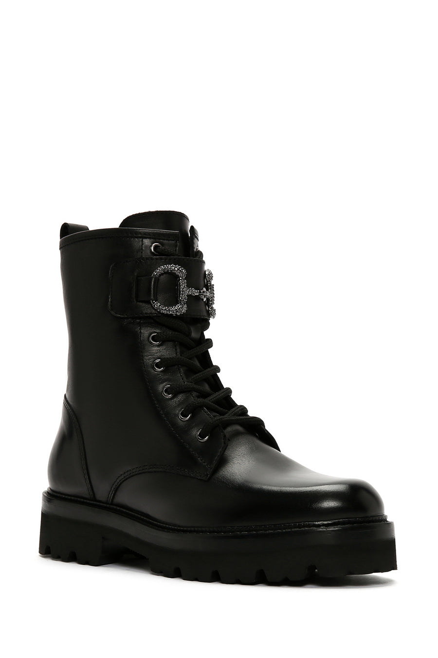 Women's Black Accessory Detailed Zippered Leather Boots