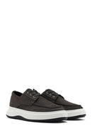 Men's Grey Lace-up Chunky Sole Nubuck Leather Casual Shoes | Derimod