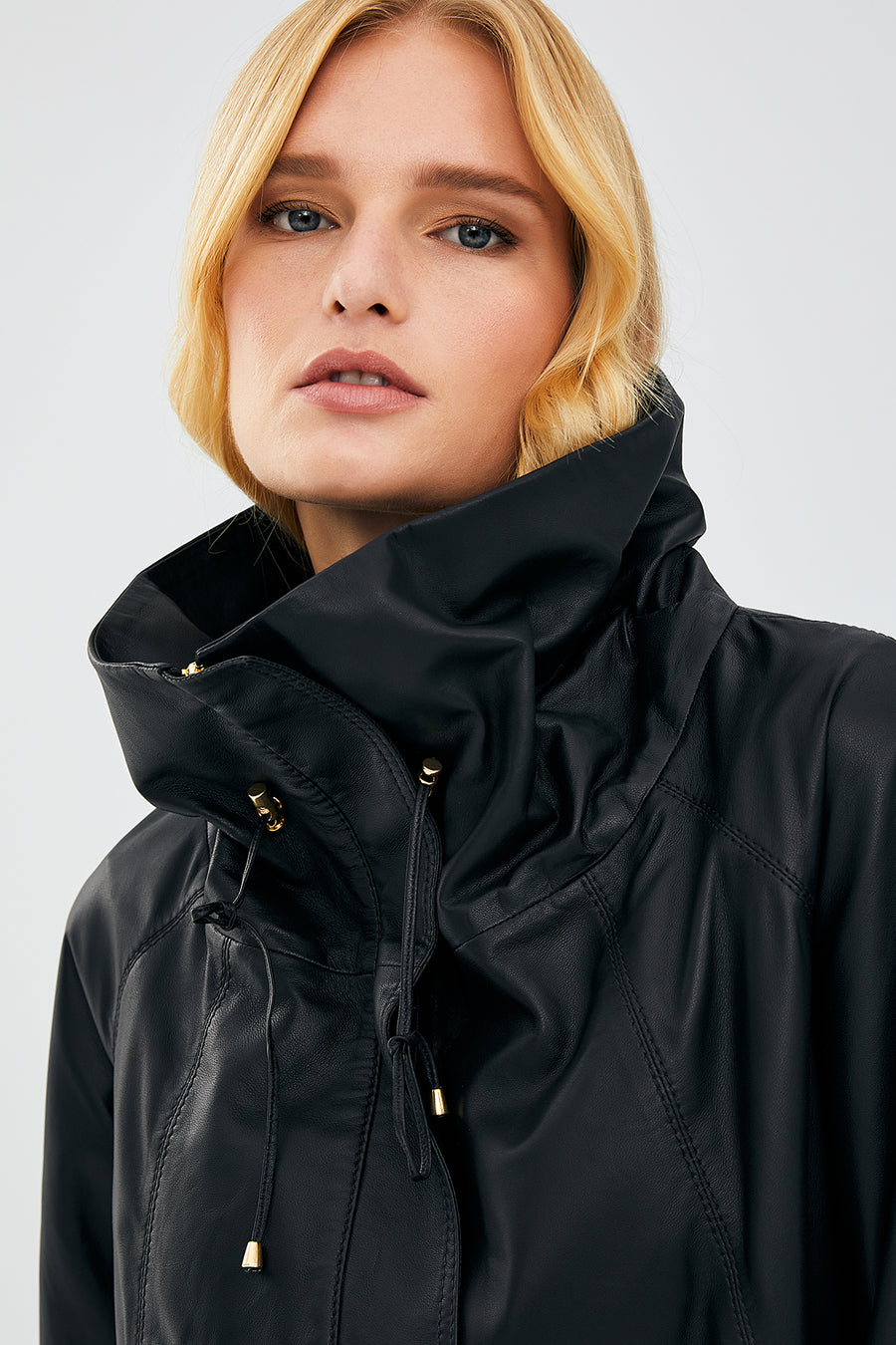 Felicita Kadın Siyah Oversize Deri Ceket