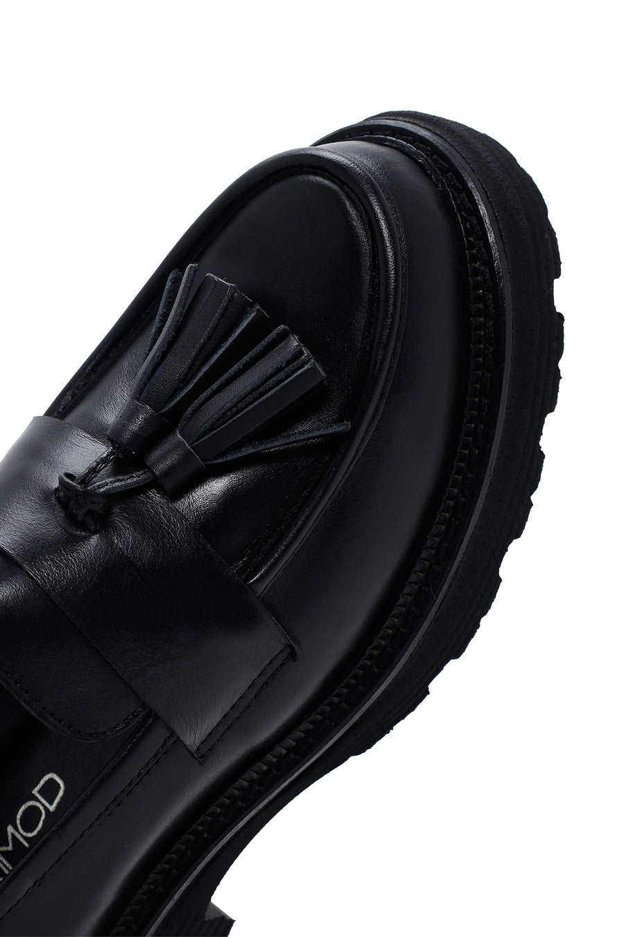 Women's Black Tassel Leather Masculine Loafer