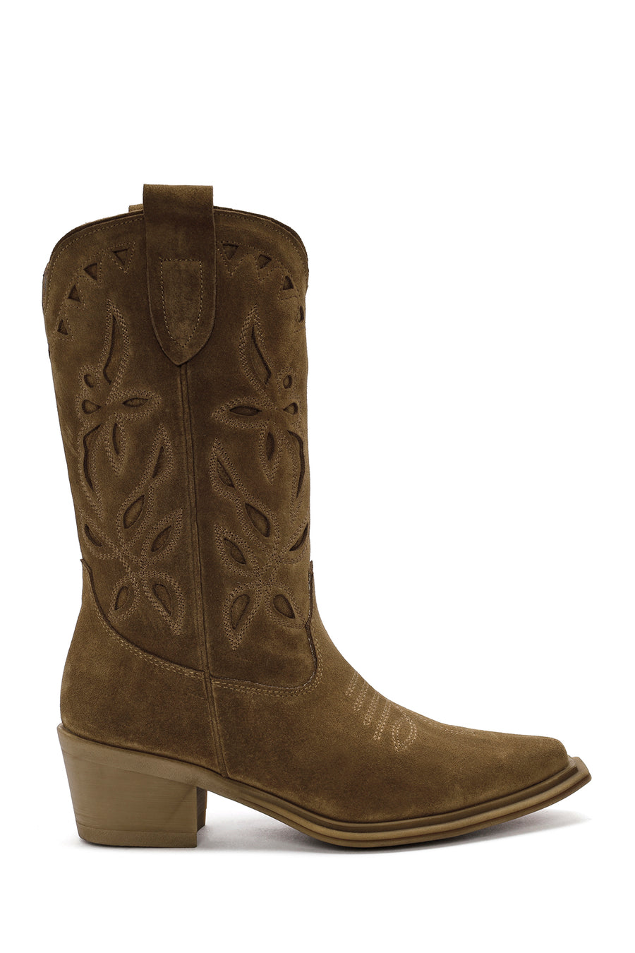 Women's Brown Suede Leather Cowboy Boots 24WFD186910 | Derimod