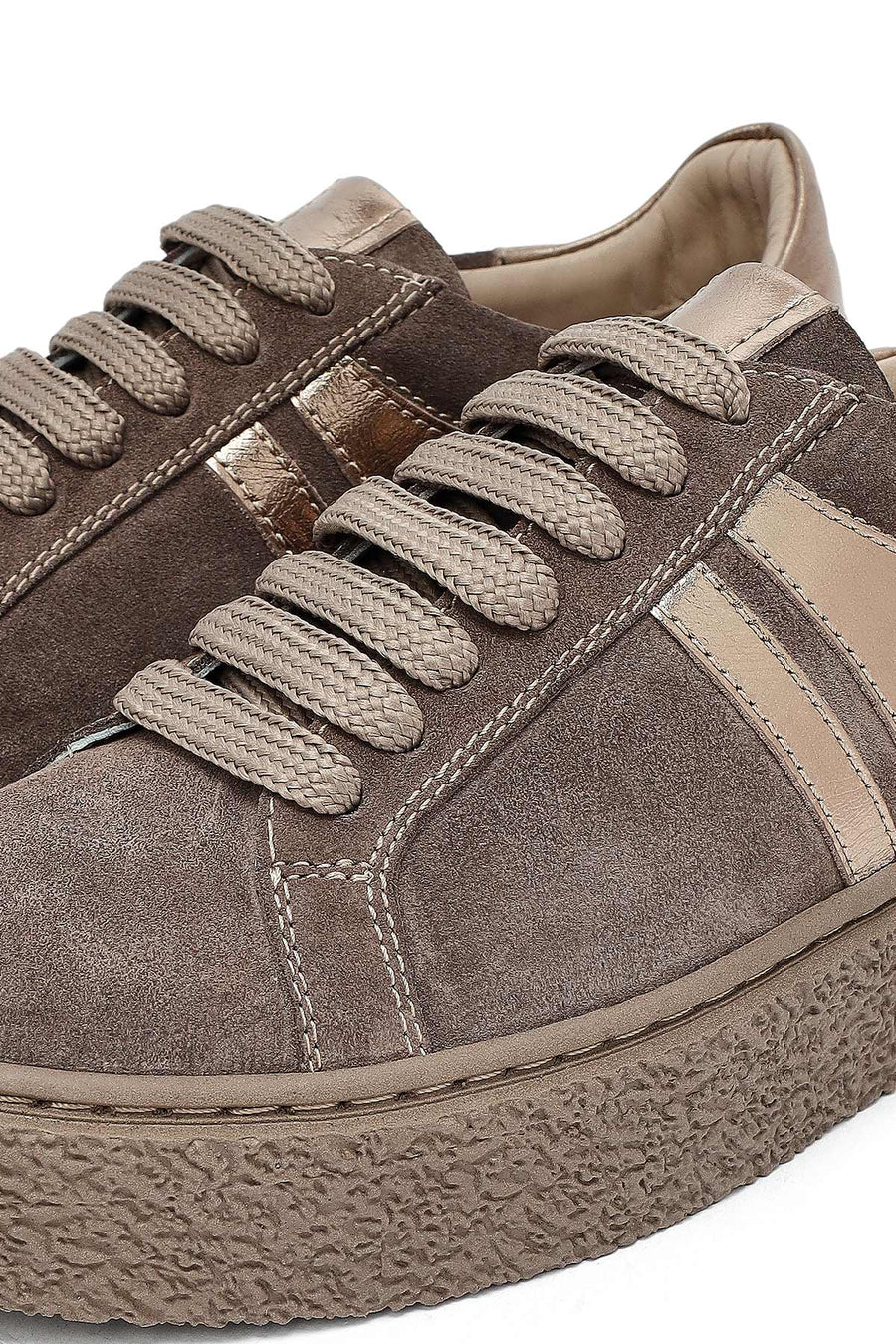 Kadın Vizon Bağcıklı Süet Deri Sneaker
