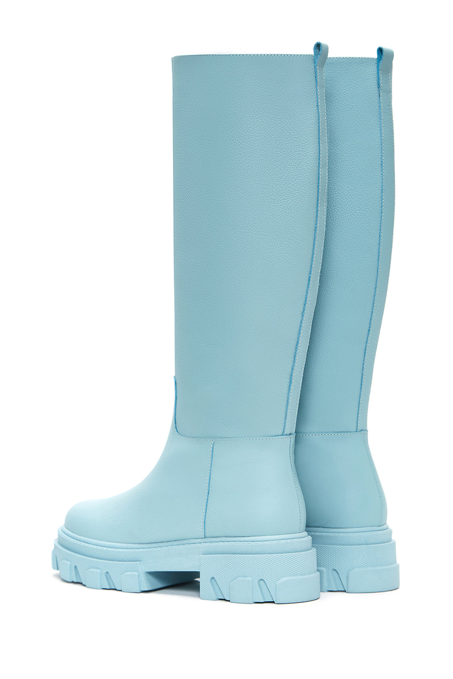 Women's Green Leather Thick Soled Boots