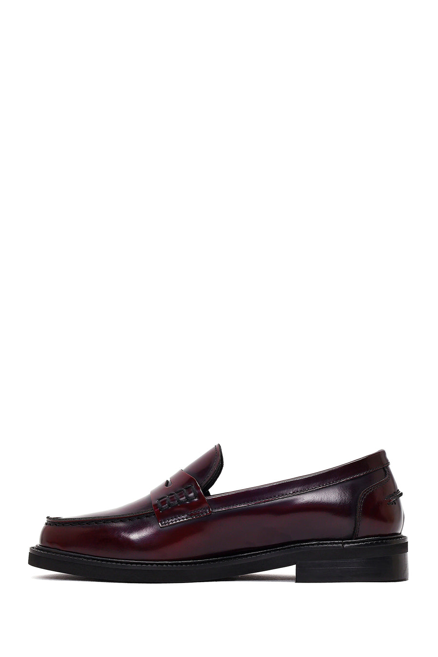 Women's Burgundy Leather Masculine Loafer