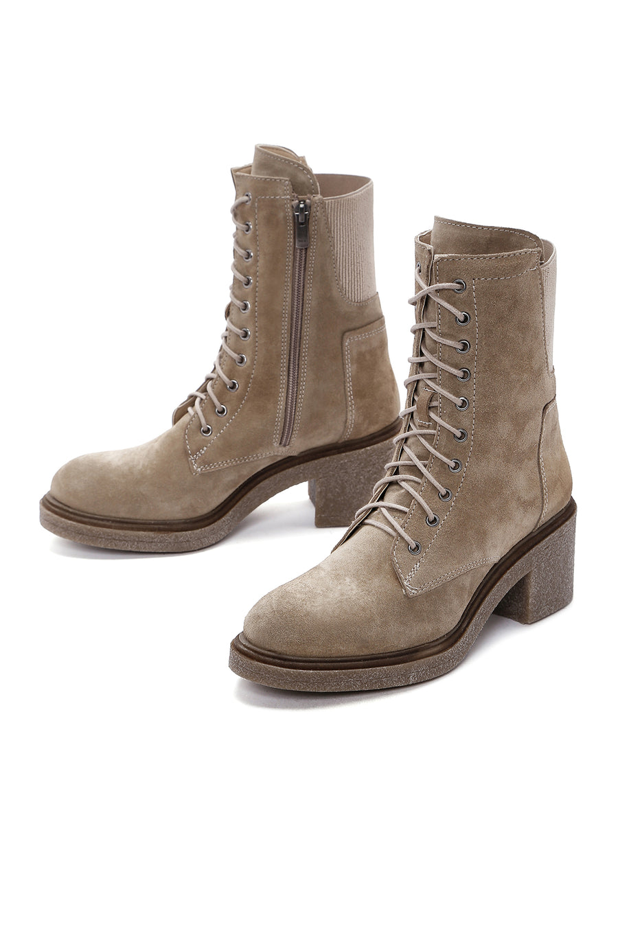 Women's Beige Suede Leather Boots