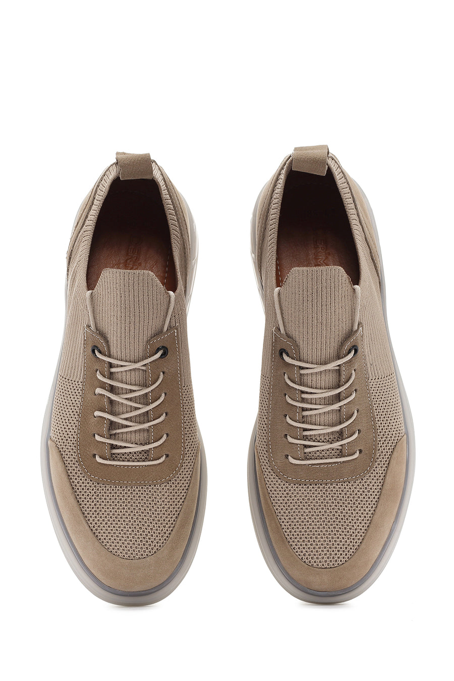 Erkek Vizon Kalın Tabanlı Bağcıklı Kumaş Sneaker