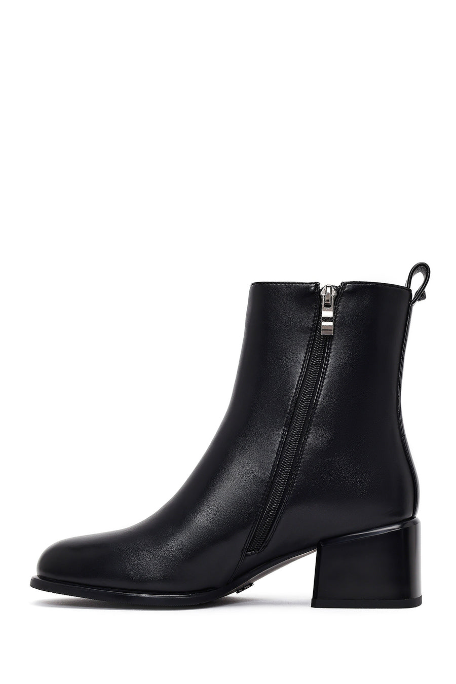 Women's Black Zippered Low Heel Boots