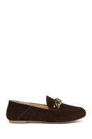 Woman Brown Buckled Suede Masculine Loafer | Derimod