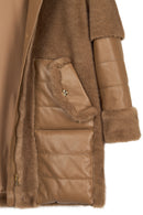 Virginia Women's Brown Hooded Long Teddy Coat | Derimod
