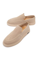 Male Beige Patterned Fabric Loafer | Derimod