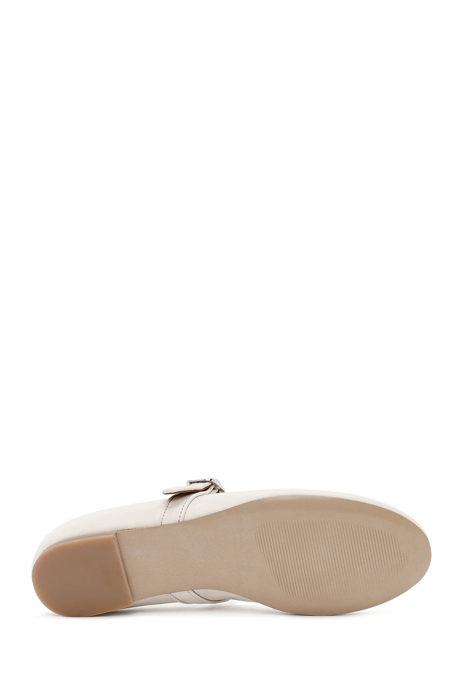 Women's White Buckled Leather Ballerinas