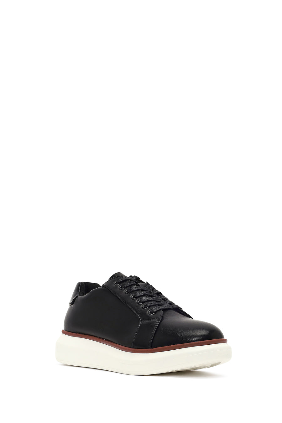 Men's Black Lace-Up Thick-Soled Sneaker