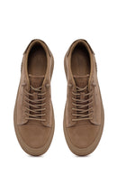 Erkek Vizon Bağcıklı Nubuk Deri Sneaker | Derimod