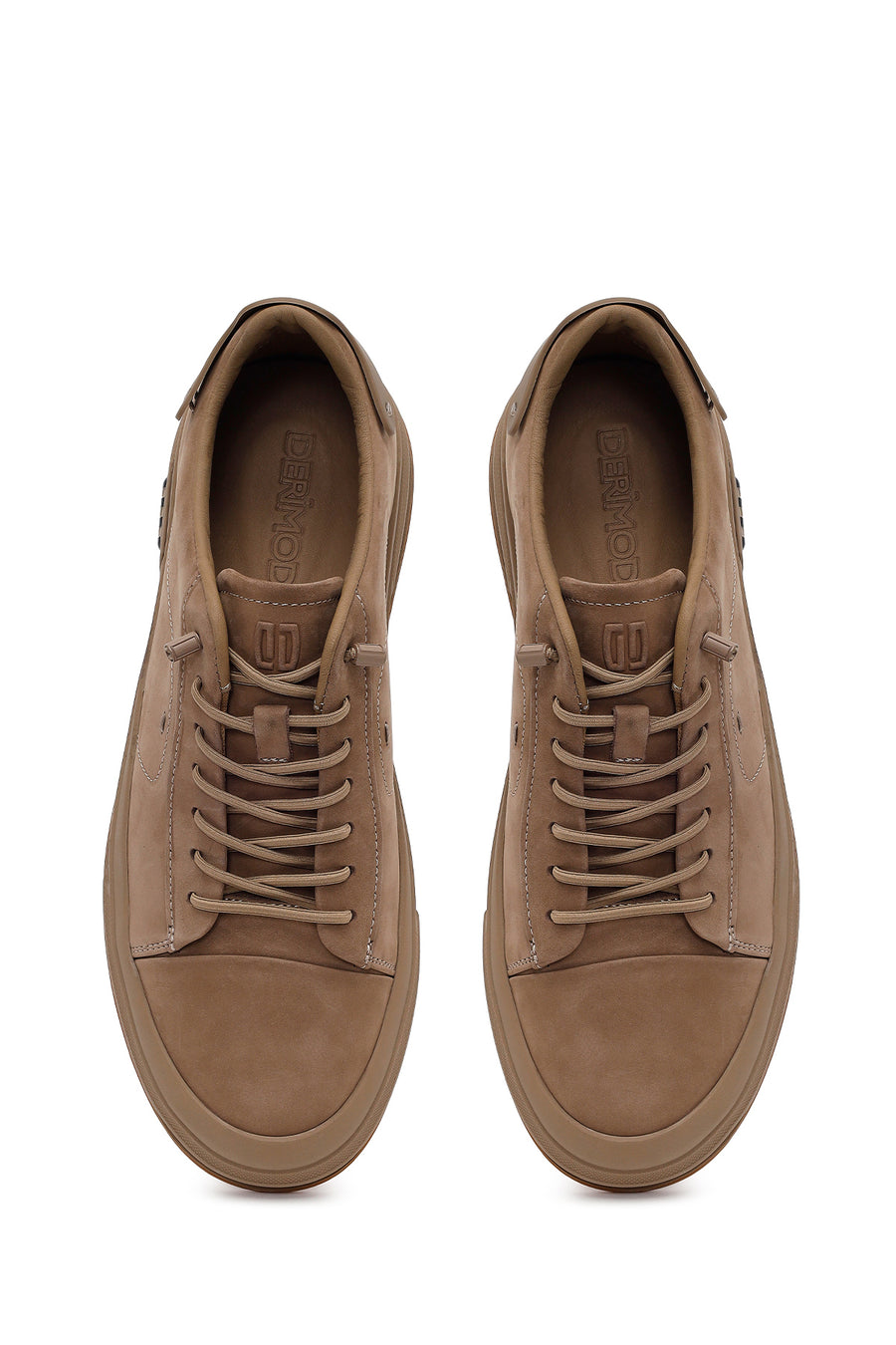 Erkek Vizon Bağcıklı Nubuk Deri Sneaker