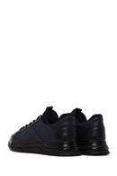 Male Navy Blue Lace-Up Leather Sneaker | Derimod