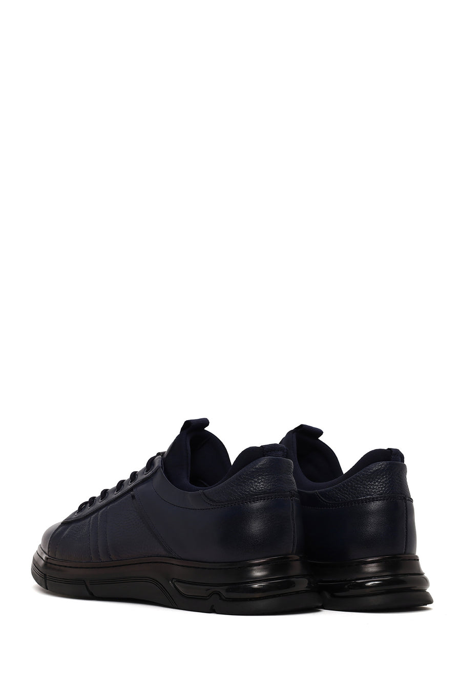 Male Navy Blue Lace-Up Leather Sneaker