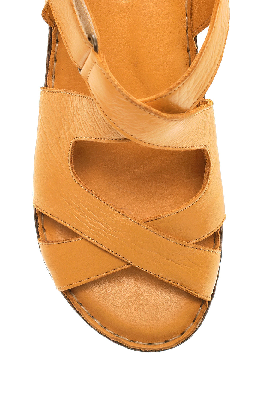 Kadın Sarı Deri Comfort Sandalet