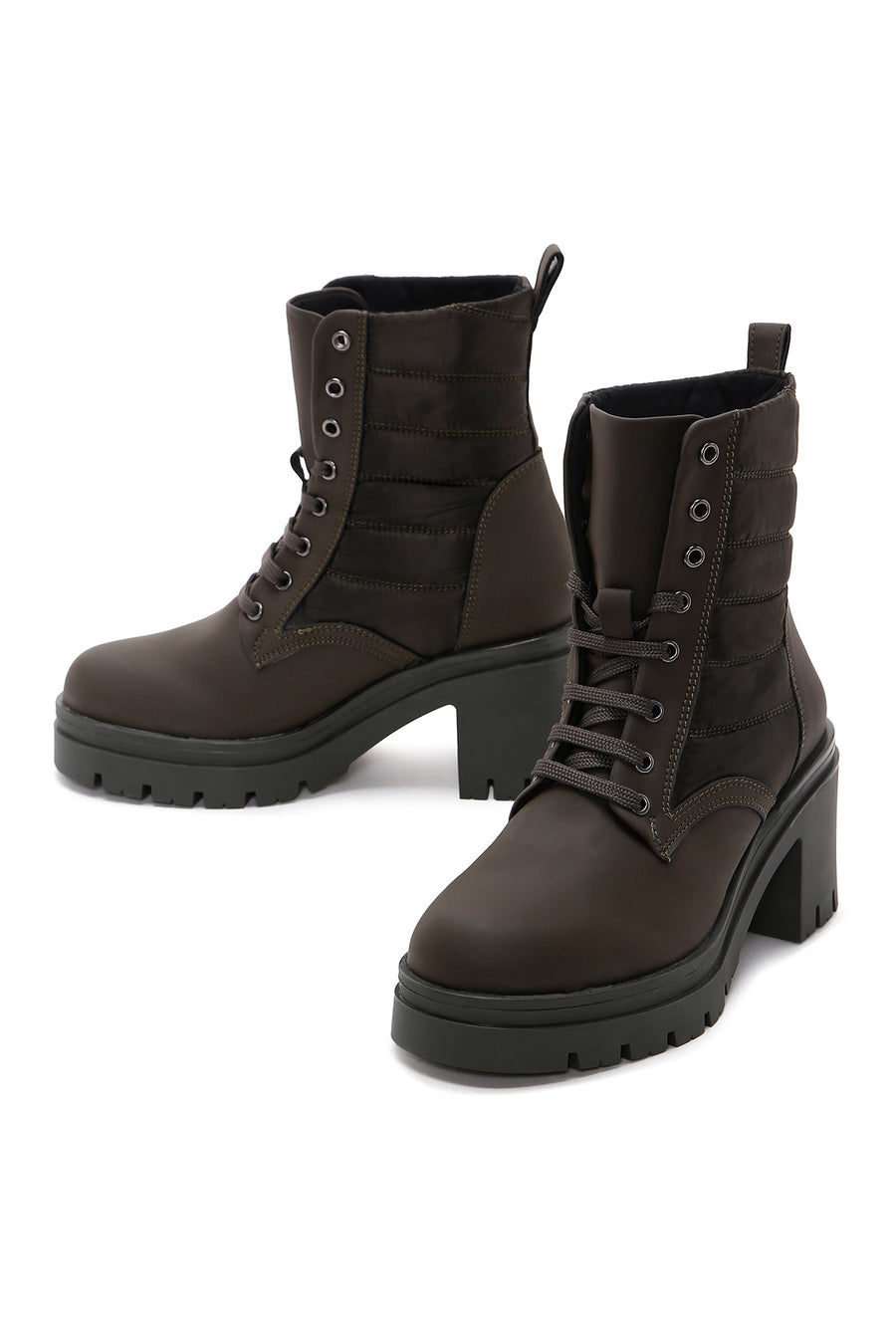 Women's Green Thick Heeled Boots