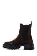 Women's Brown Chunky Sole Suede Leather Chelsea Boots | Derimod