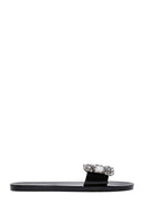 Women's Black Jelly Stone-Embellished Slippers | Derimod
