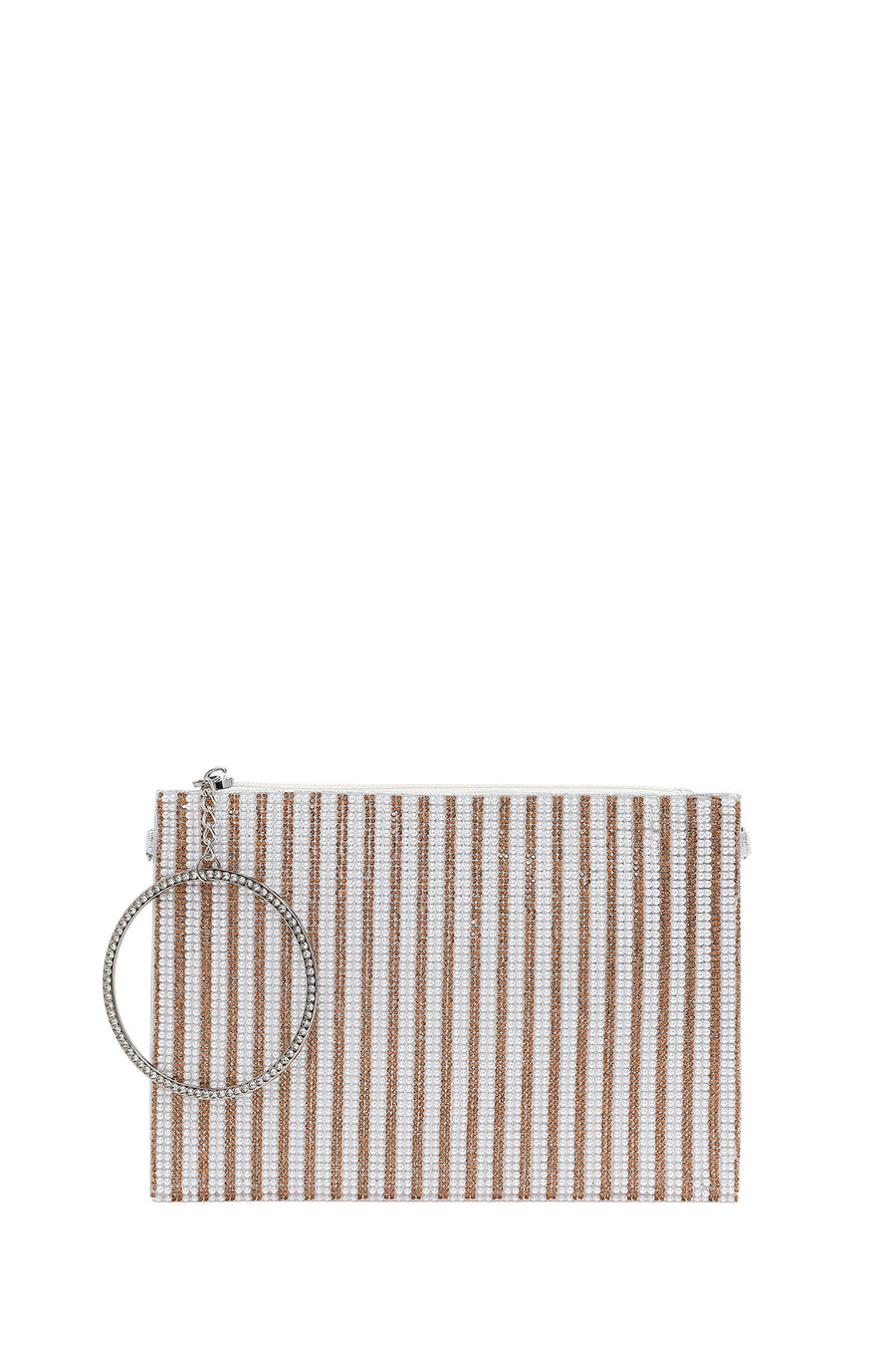 Woman Gold Chain Strap Embellished Evening Bag