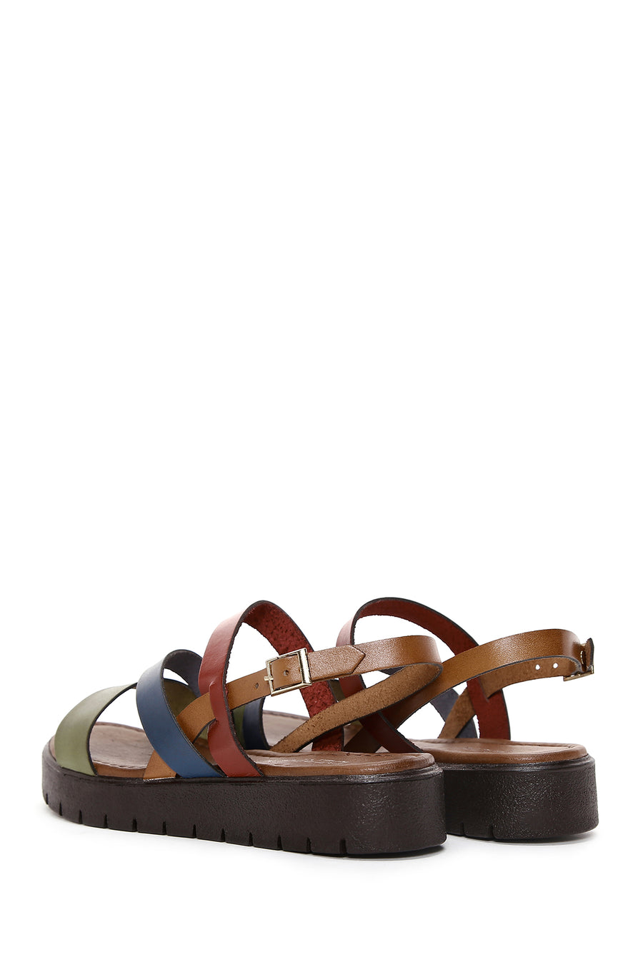 Women's Multicolored Thick-Soled Leather Bodrum Sandals