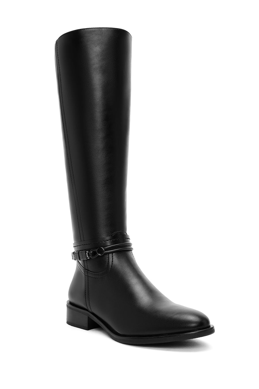 Women's Black Zippered Accessory Detailed Boots