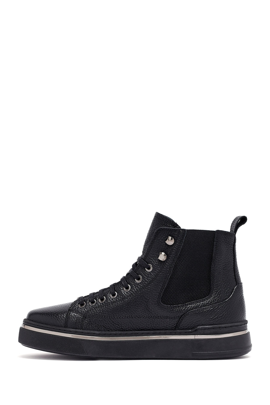 Men's Black Lace-Up Leather Sports Boots