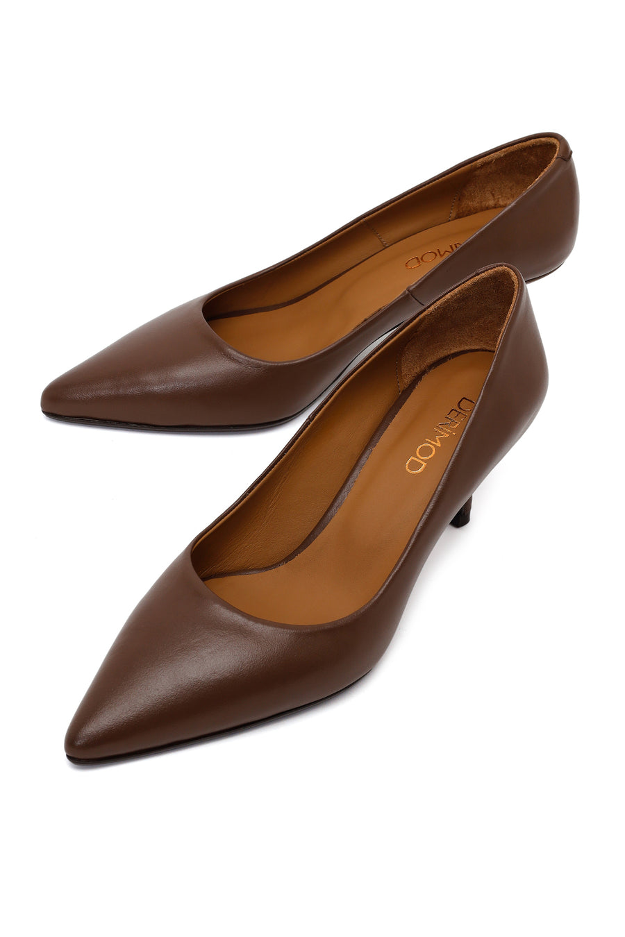 Woman Light Brown Leather Stiletto with Thin Heel