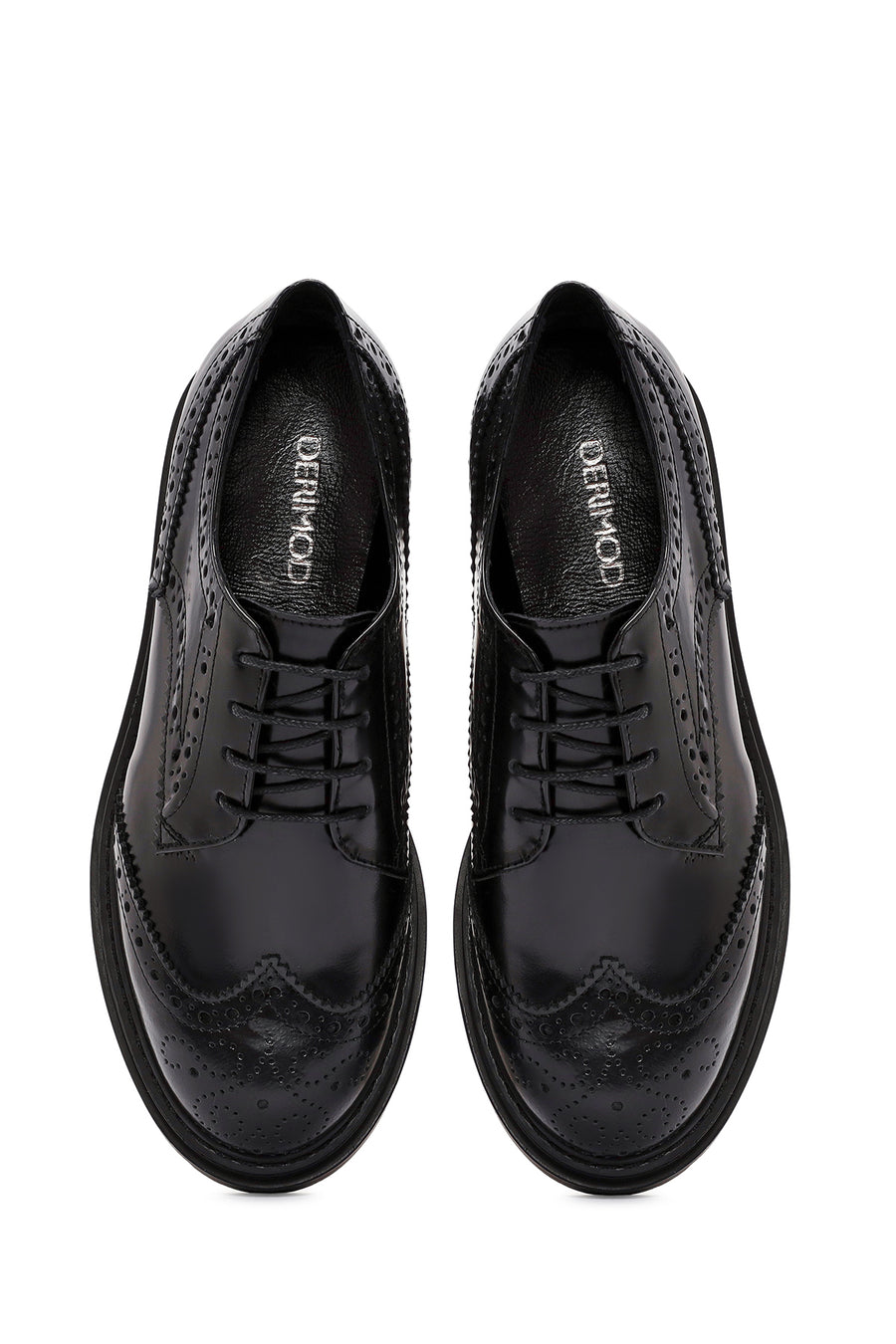 Women's Black Lace-Up Leather Oxford Shoes