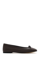 Derimod Flex Woman Brown Bow Leather Ballerine Shoes | Derimod
