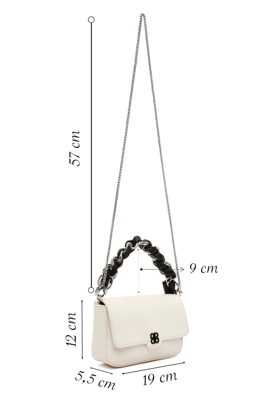 Women's White Long Chain Strap Mini Handbag