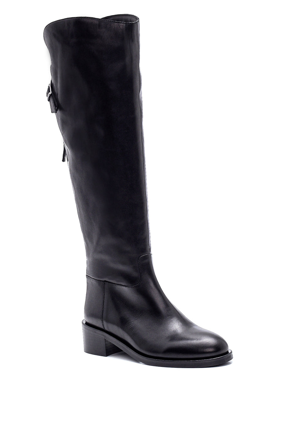 Women's Leather Buckle Detailed Boots