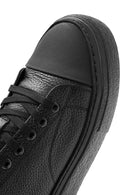 Erkek Siyah Bağcıklı Deri Sneaker | Derimod
