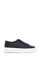 Men's Navy Blue Lace-up Thick-Sole Leather Sneaker | Derimod