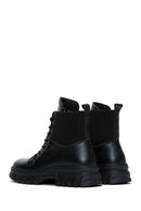 Women's Black Thick Soled Leather Boots | Derimod