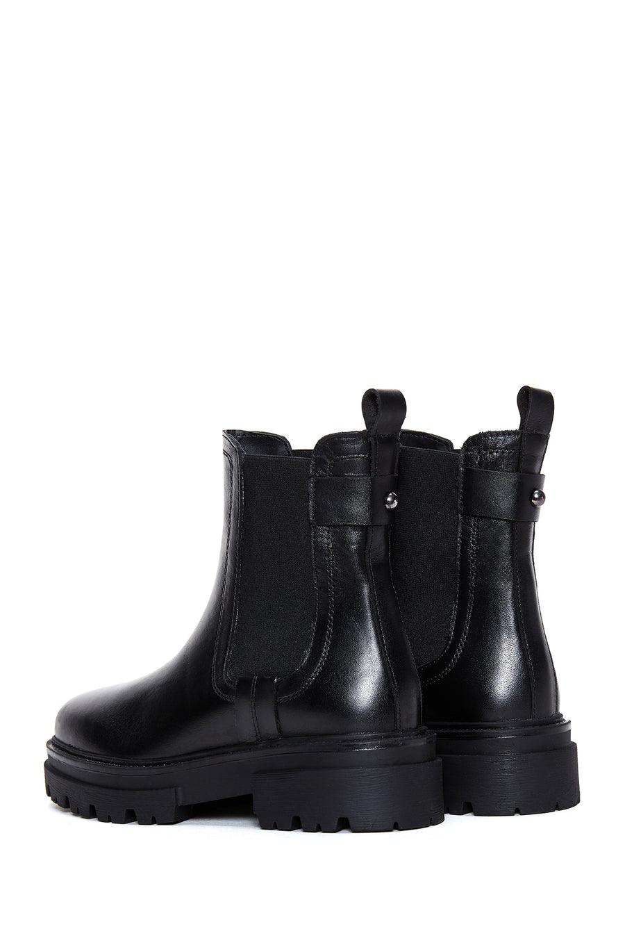Women's Black Leather Thick Soled Chelsea Boots