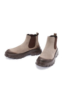 Men's Beige Nubuck Leather Chelsea Boots | Derimod