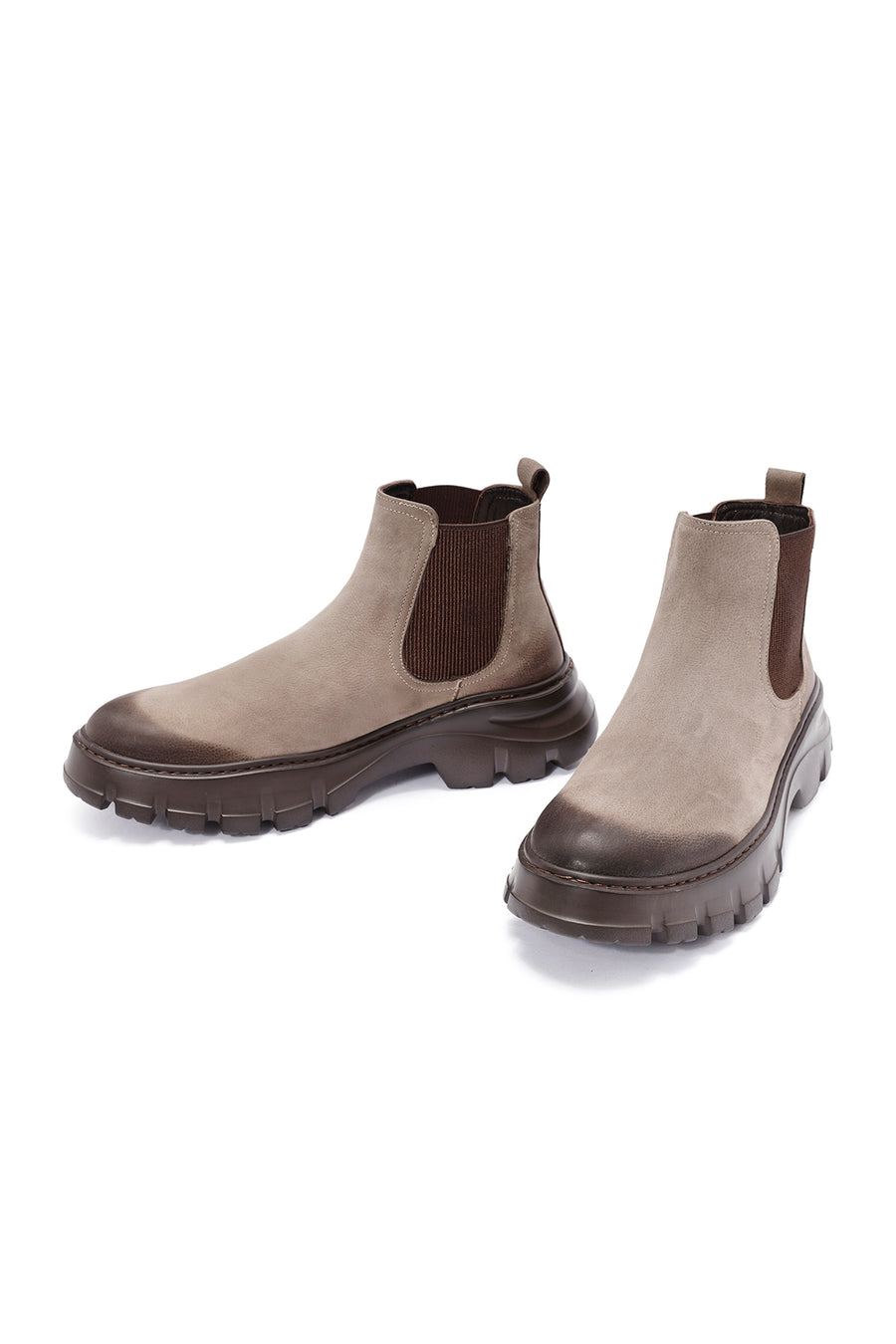 Men's Beige Nubuck Leather Chelsea Boots