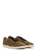 Women's Brown Lace-Up Patterned Suede Leather Sneakers | Derimod