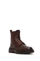 Men's Brown Lace-Up Zipper Leather Casual Boot | Derimod