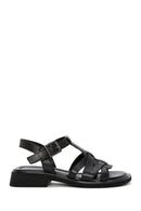 Women's Black Leather Ankle Buckle Sandals | Derimod