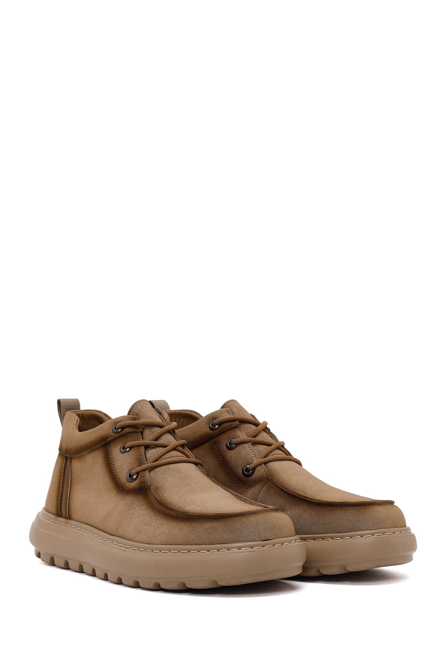 Derimod Zero Male Khaki Lace-Up Thick-Soled Fabric Casual Shoes