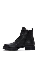 Men's Black Leather Zippered Boots | Derimod