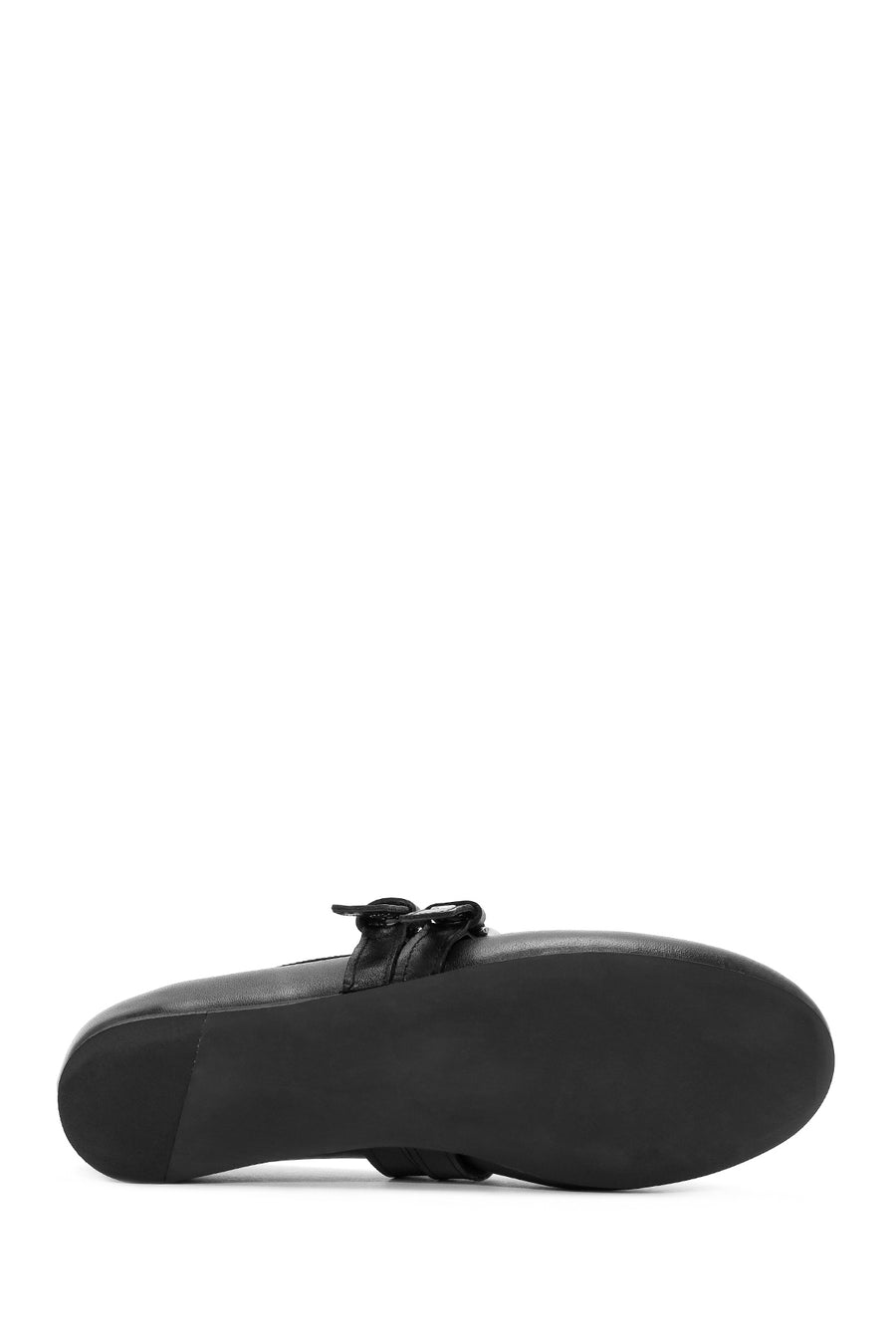 Women's Black Belted Leather Ballerina