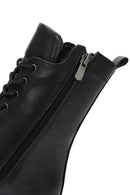 Women's Black Zippered Leather Boots | Derimod